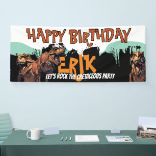 Bannière d'anniversaire T-Rex Signe de fête du Cré
