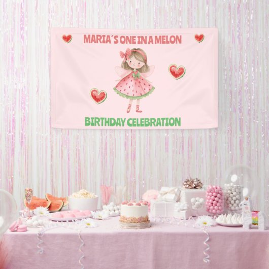Bannière d'anniversaire Une dans un Melon | Fée Pa (Fête)