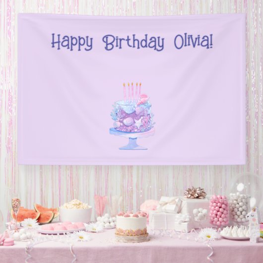 bannière d'anniversaire violet personnalisée (Fête)