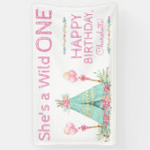 Bannière d'anniversaire Wild One TeePee 1er annive (Vertical)