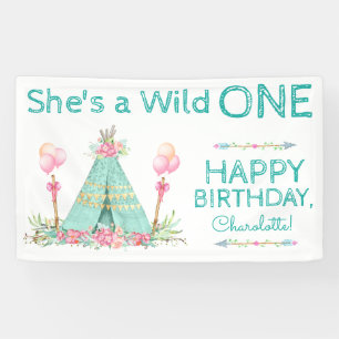 Bannière d'anniversaire Wild One TeePee 1er annive