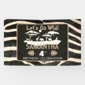 Bannière d'anniversaire zèbre à motif animal (Horizontal)
