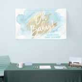 Bannière d'aquarelle baby shower bleu or (Salon professionnel)