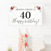 Bannière d'aquarelle rouge Rose Floral 40e anniver (En situation)