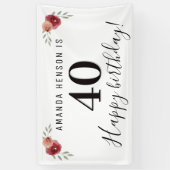 Bannière d'aquarelle rouge Rose Floral 40e anniver (Vertical)