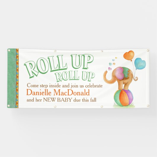 Bannière d'art d'éléphant baby shower personnalisé (Horizontal)