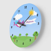 Bannière d'avion Girl Mur Horloges (Angle)