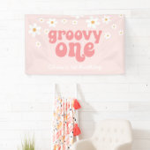 Bannière de 1er anniversaire Groovy One Retro Dais (En situation)
