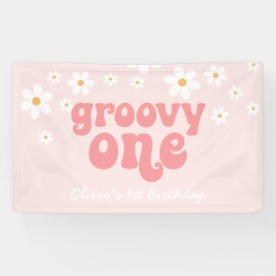 Bannière de 1er anniversaire Groovy One Retro Dais
