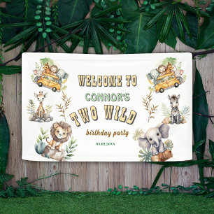 Bannière de 2e anniversaire de safari de jungle sa
