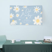 Bannière de Baby shower à fleurs Dusty Blue Boho D (Salon professionnel)