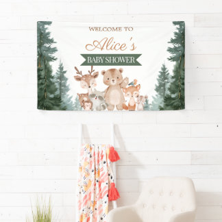 Bannière de Baby Shower Animaux de la Forêt