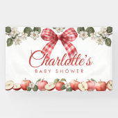 Bannière de Baby Shower Apple avec Nœud Gingham (Horizontal)