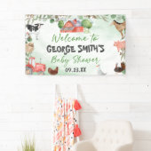 Bannière de Baby Shower avec feuilles de verdure a (En situation)