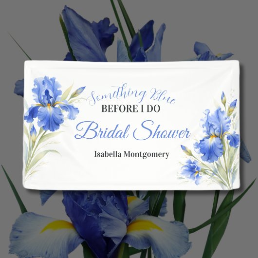 Bannière de Baby Shower Bleu Iris Quelque Chose de