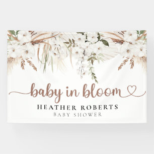 Bannière de Baby Shower Bohème Neutre – Bébé en Fl