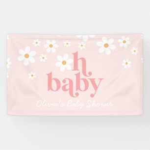Bannière de Baby Shower Bohème Rose Rétro Daisy