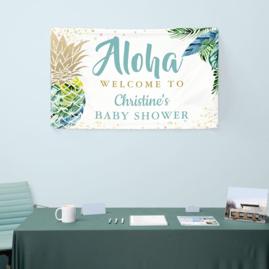 Bannière de Baby shower d'ananas tropicale Aloha (Salon professionnel)