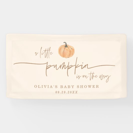 Bannière de Baby Shower d'automne Little Pumpkin O (Horizontal)