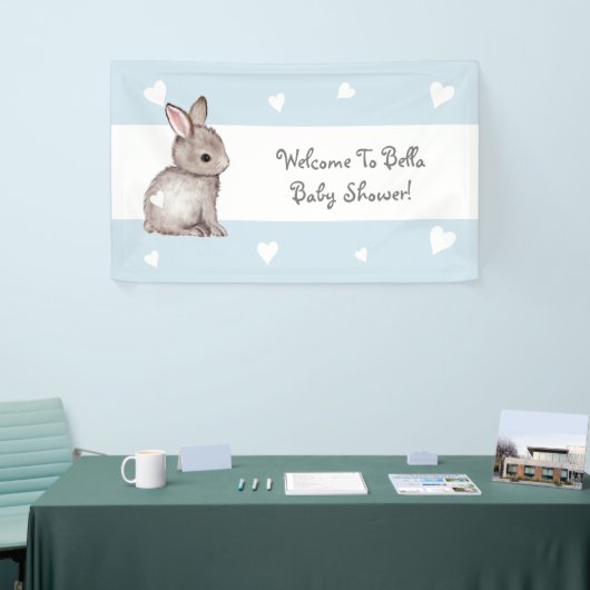 Bannière de Baby shower de Bunny Coeur Bleu (Salon professionnel)