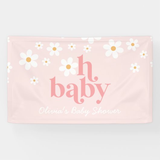 Bannière de Baby shower de Daisy Rose Retro (Horizontal)