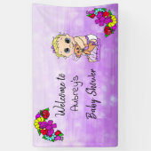 Bannière de Baby shower de fille, Bébé Fille pourp (Vertical)