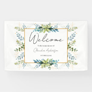 Bannière de baby shower de mariage au eucalyptus v