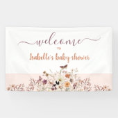 Bannière de Baby shower de petite fille rose Fleur (Horizontal)