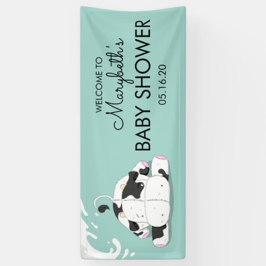 Bannière de Baby shower de petite vache (Vertical)