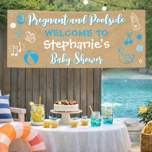 Bannière de Baby Shower d'été pour Piscine en Papi
