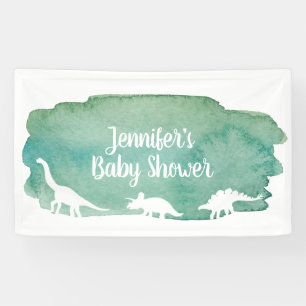 Bannière de Baby shower Dinosaur Aquarelle Verte