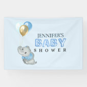 Bannière de Baby Shower Eléphant Bleu (Horizontal)