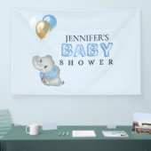 Bannière de Baby Shower Eléphant Bleu (Salon professionnel)