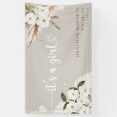 Bannière de Baby Shower Fille Bohème Fleurs Neutre (Vertical)