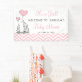 Bannière de Baby Shower Fille Chevron Eléphant Ros (En situation)