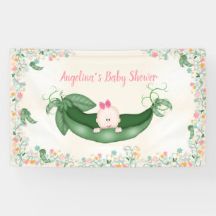 Bannière de Baby Shower Fille Petits Pois Rose