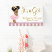 Bannière de Baby Shower Fille Princesse Afro-Améri (En situation)