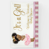 Bannière de Baby Shower Fille Princesse Afro-Améri (Vertical)