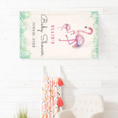 Bannière de Baby Shower Flamant Rose Bébé (En situation)