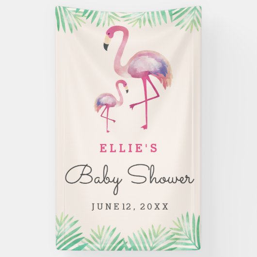 Bannière de Baby Shower Flamant Rose Bébé (Vertical)