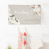 Bannière de Baby Shower Fleurie Bohème Neutre pour (En situation)