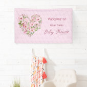Bannière de Baby shower Floral Coeur Rose (En situation)