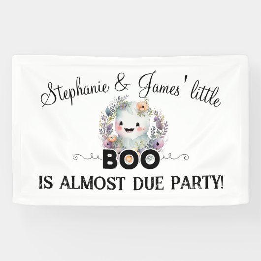 Bannière de Baby shower Floral Little Boo Hallowee (Horizontal)