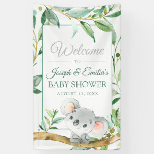 Bannière de Baby shower Koala Bear et Eucalyptus L