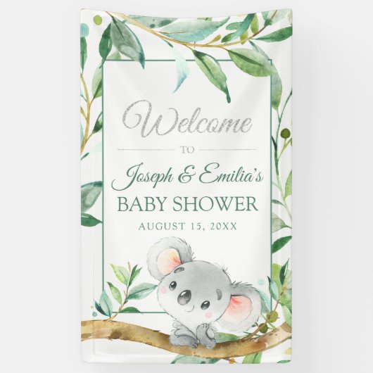 Bannière de Baby shower Koala Bear et Eucalyptus L (Vertical)
