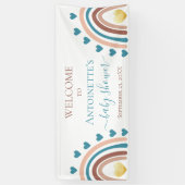Bannière de Baby shower personnalisé Blue Boho Rai (Vertical)
