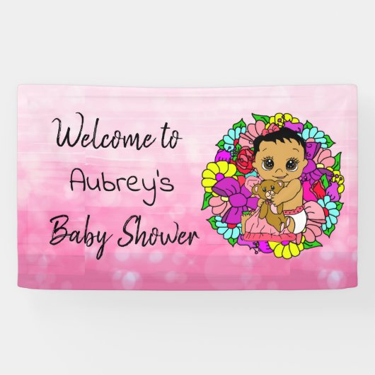 Bannière de Baby shower pour fille, ethnique bébé  (Horizontal)