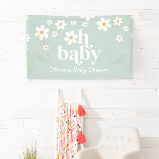 Bannière de Baby shower Retro Daisy Boho (En situation)