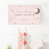 Bannière de Baby shower rose Gold Stars & Lune (En situation)