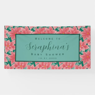 Bannière de Baby shower rouge et vert hiver Poinse